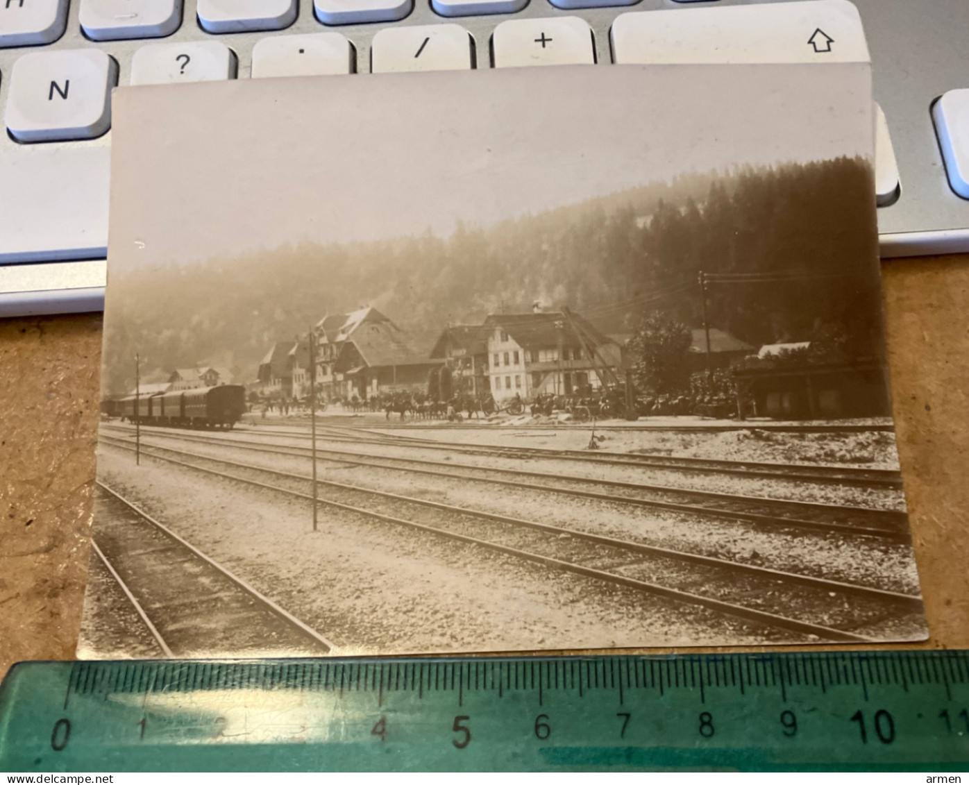 Réal Photo Albumine 1900 Trains Chemin De Fer Gare  Suisse Vallorbe  à Identifier - Alte (vor 1900)