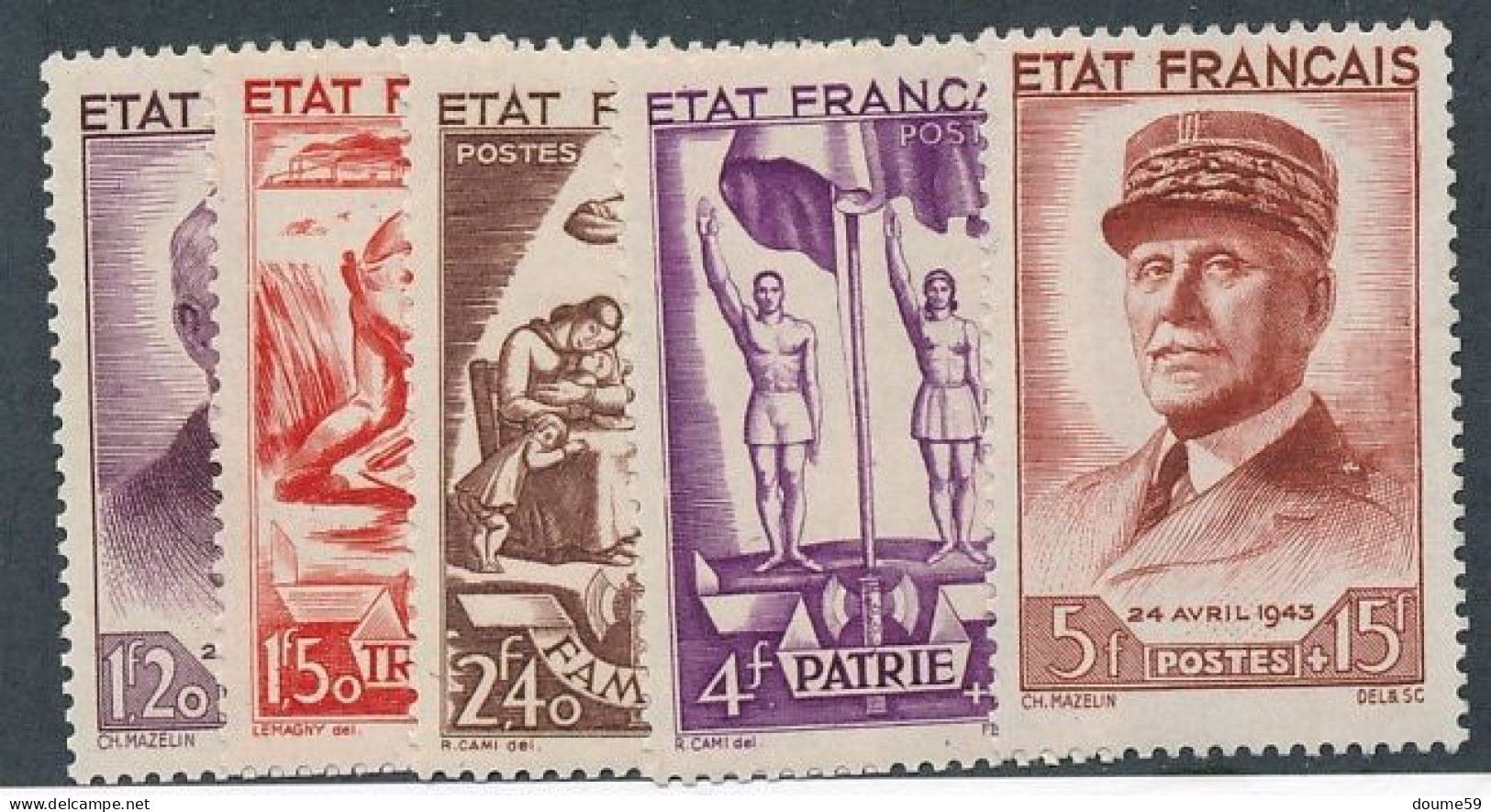 AC-286: FRANCE:  N°576/580** - Unused Stamps