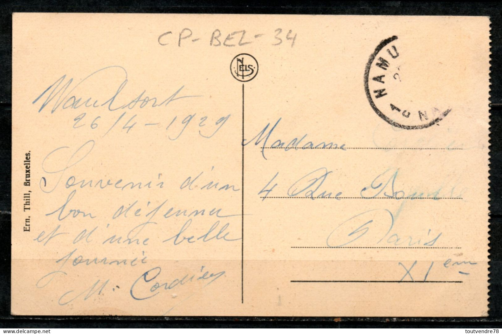 CP-BEL-34 : Belgique > Waulsort Grand Hotel / NB 1929 - Other & Unclassified