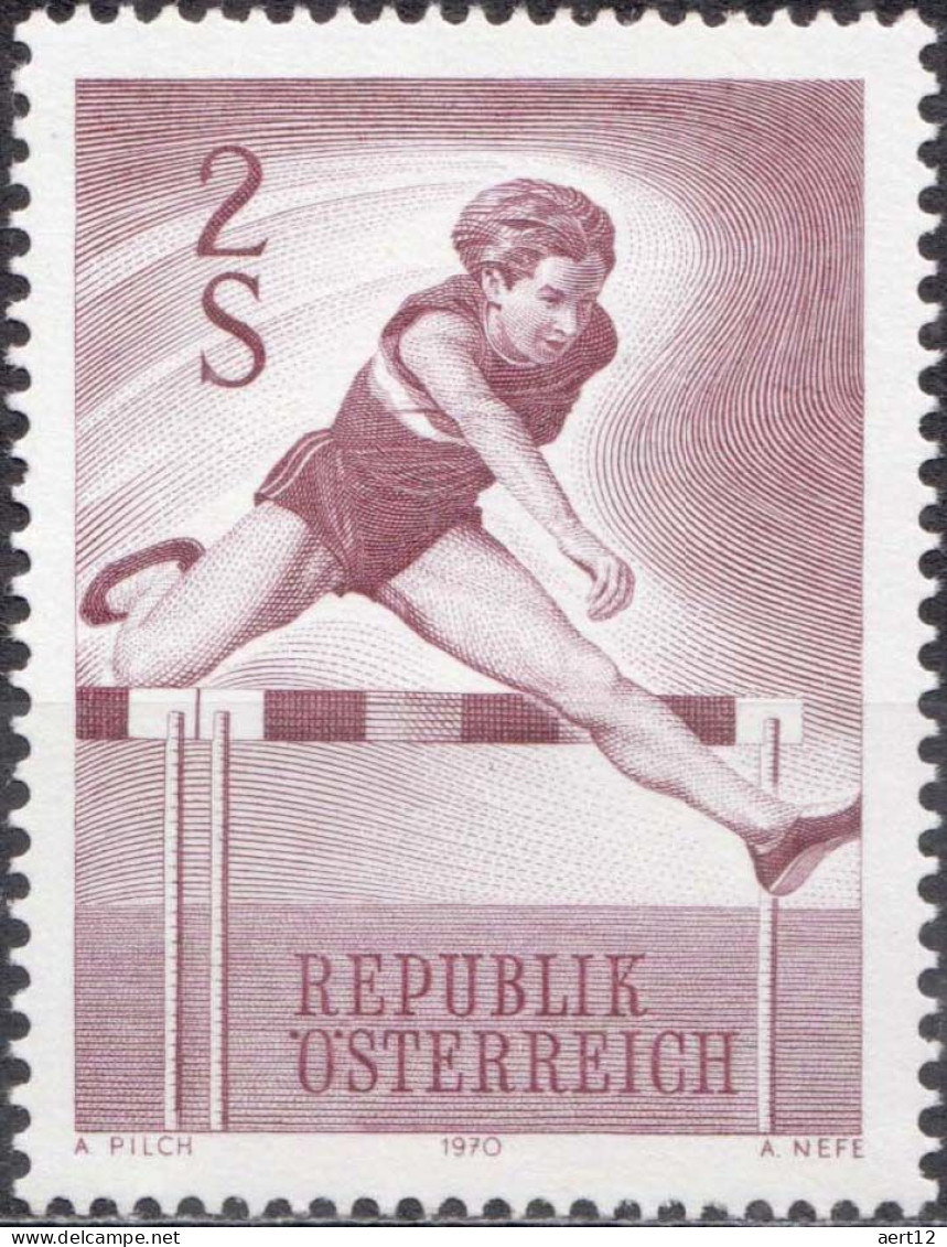 1970, Austria, , Athletics, Hurdling, Sports, MNH(**), Mi: 1348 - Neufs