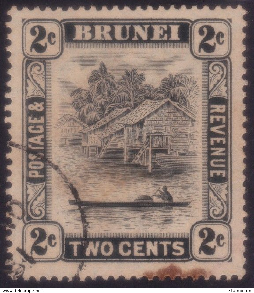 BRUNEI 1951 2c Wmk.MSCA Sc#63b P14 X 13.5 USED @E3518 - Brunei (...-1984)