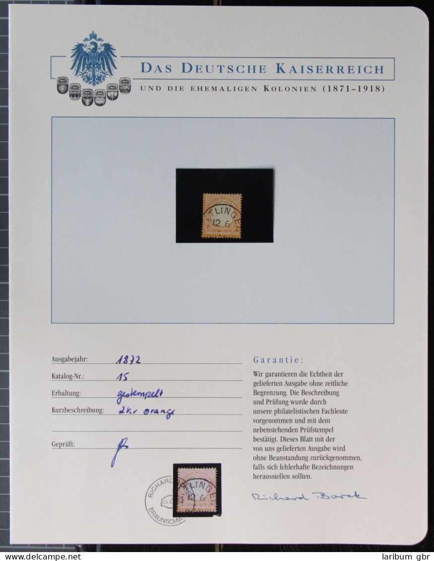 Deutsches Reich 15 Gestempelt Borek Garantie #KS339 - Other & Unclassified