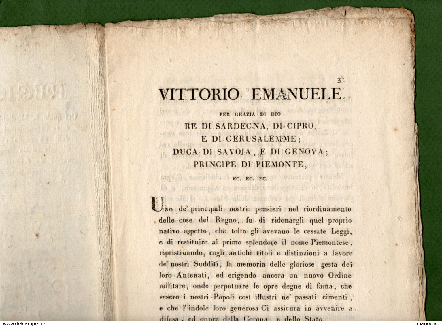 D-IT Regno Di Sardegna 1817 Ripristino DIRITTI FEUDALI Primogeniture (MAGGIORASCO) E Fidecommessi - Documentos Históricos