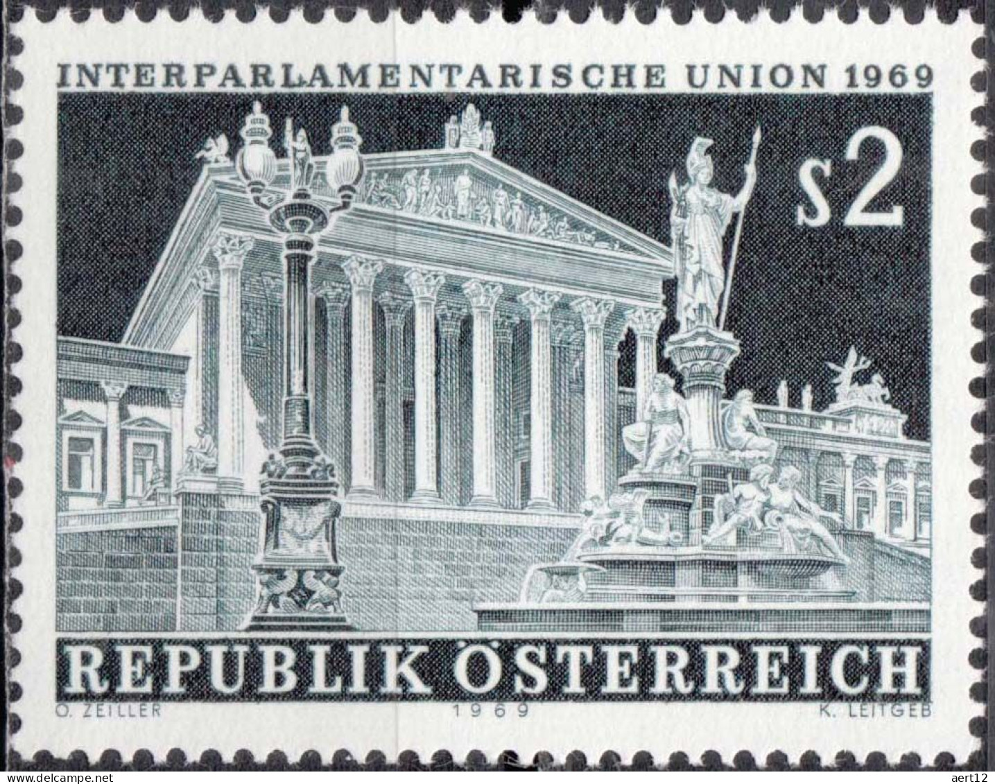 1969, Austria, Spring Conference, Buildings, Conferences, Fountains, Government Buildings, MNH(**), Mi: 1290 - Nuovi