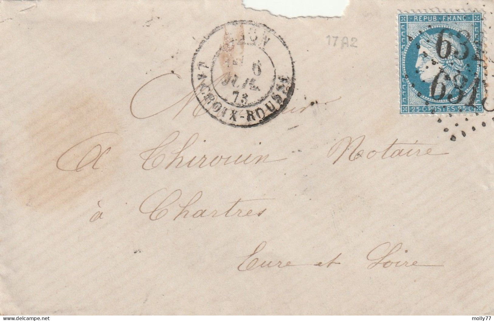 Lettre De Lyon à Chartres LSC - 1849-1876: Periodo Classico