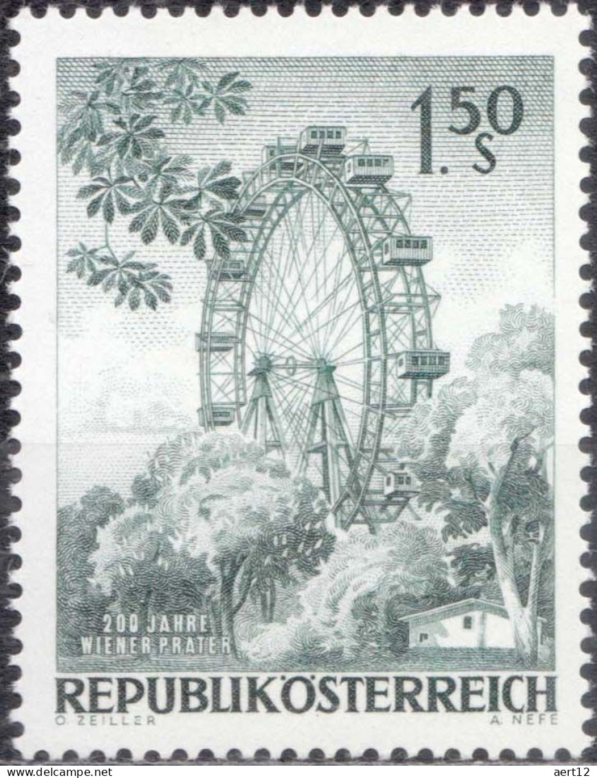 1966, Austria, Vienna Prater, Amusement Parks, Parks, MNH(**), Mi: 1204 - Nuovi