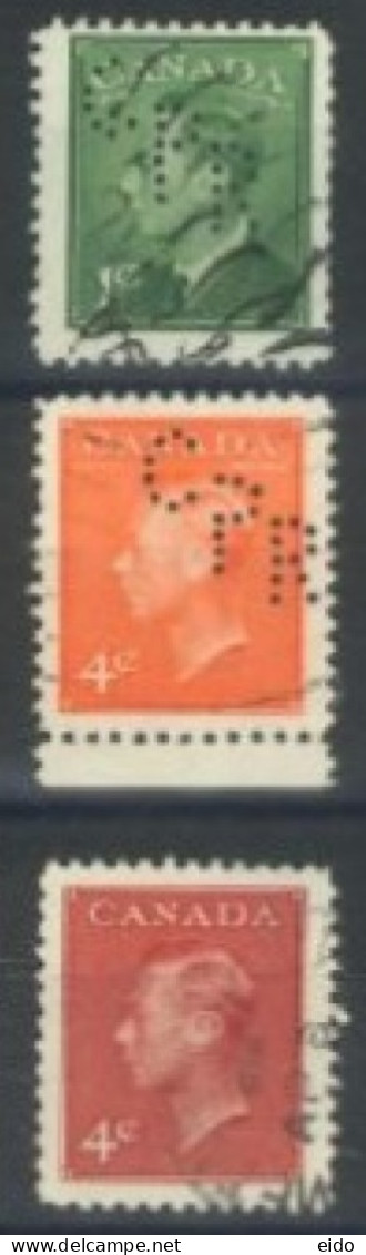 CANADA - 1949/50, KING GEORGE VI STAMPS SET OF 3, USED. - Gebraucht