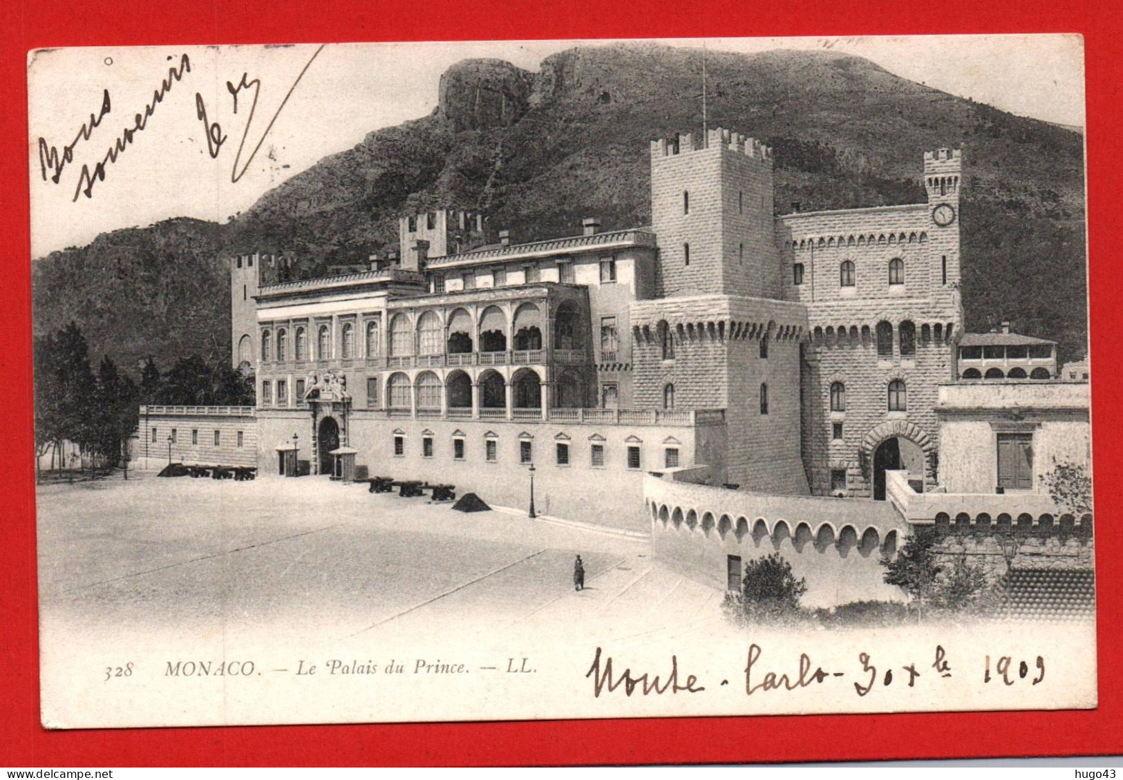 (RECTO / VERSO) MONACO EN 1903 - N° 328 - PALAIS DU PRINCE - BEAU TIMBRE DE MONACO ET CACHET - CPA PRECURSEUR - Palacio Del Príncipe