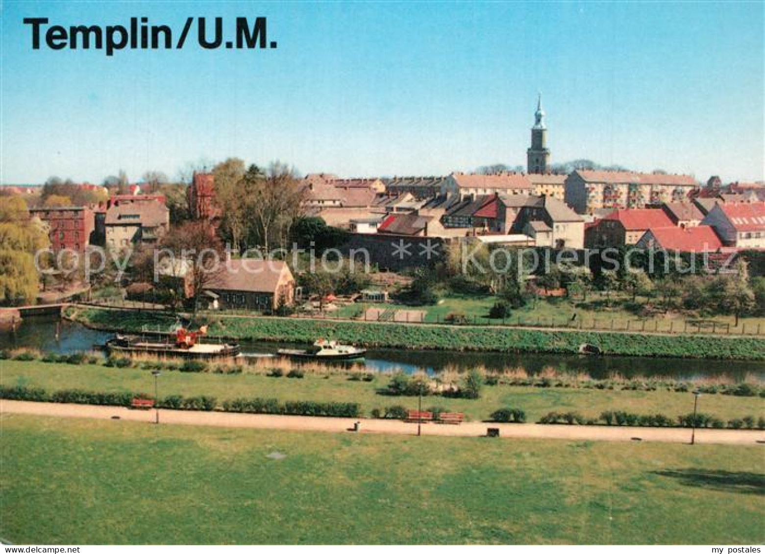 73600064 Templin Panorama Kanal Stadtmauer Stadtkern Fliegeraufnahme Templin - Templin