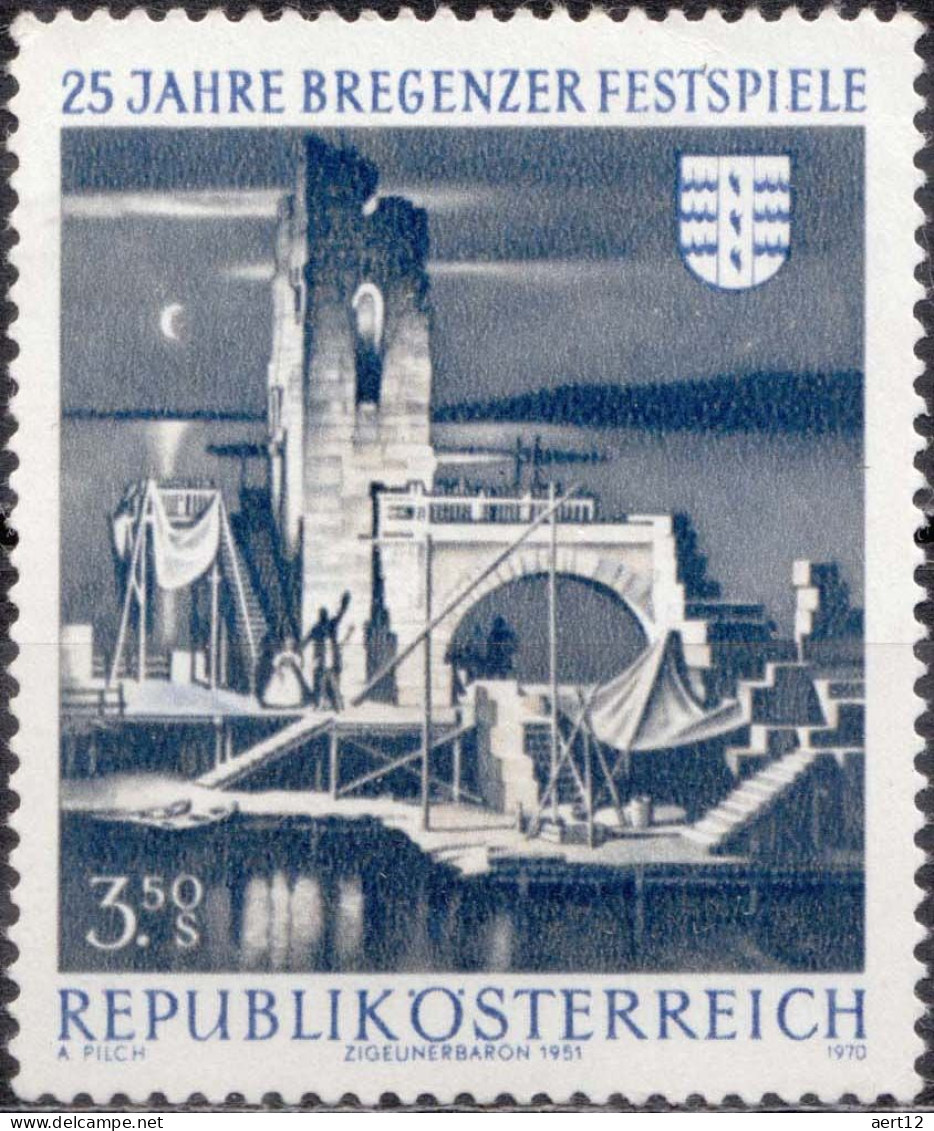 1970, Austria, Bregenz Festival, Anniversaries And Jubilees, Festivals, Musical Comedies, Ruins, MNH(**), Mi: 1334 - Music