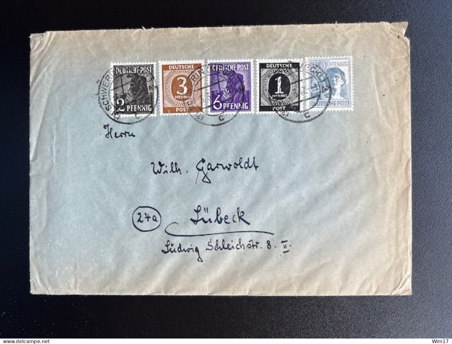 GERMANY 1947 LETTER SCHWERIN TO LUBECK 15-03-1947 DUITSLAND DEUTSCHLAND - Storia Postale