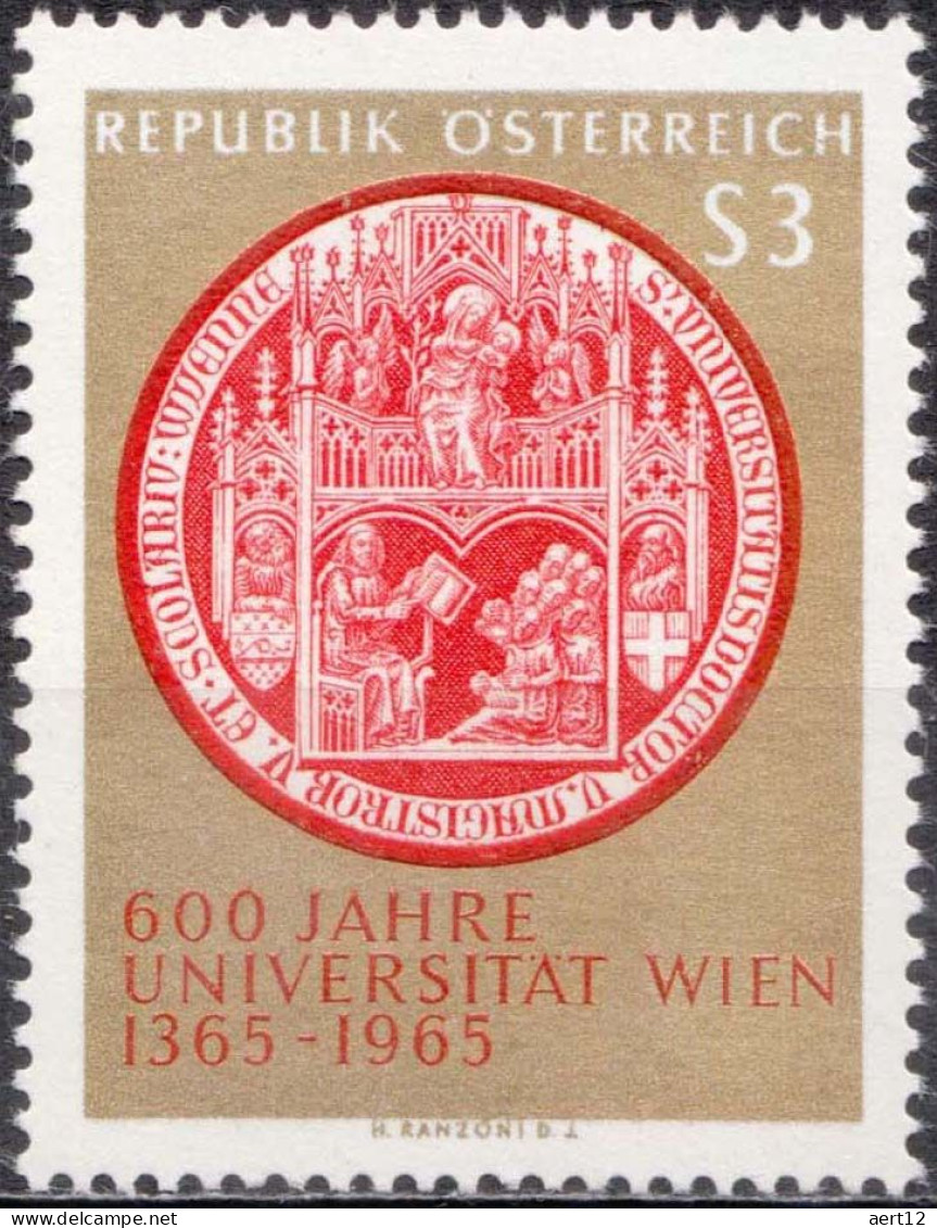 1965, Austria, 600 Years Vienna University, Education, Seals (Emblems), Universities, MNH(**), Mi: 1180 - Unused Stamps