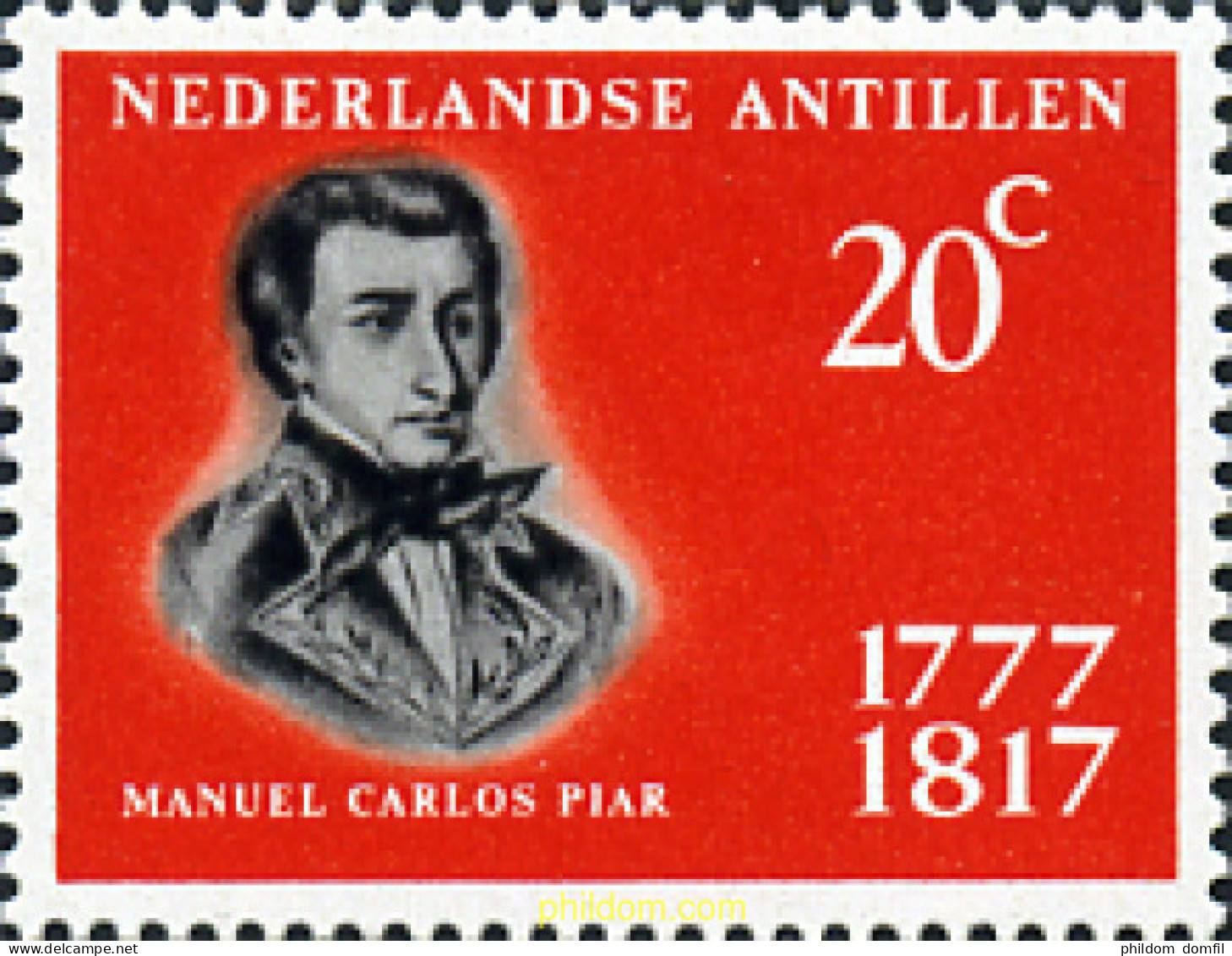 282896 MNH ANTILLAS HOLANDESAS 1967 600 ANIVERSARIO DE LA MUERTE DE MANUEL CARLOS PIAR - Antillas Holandesas