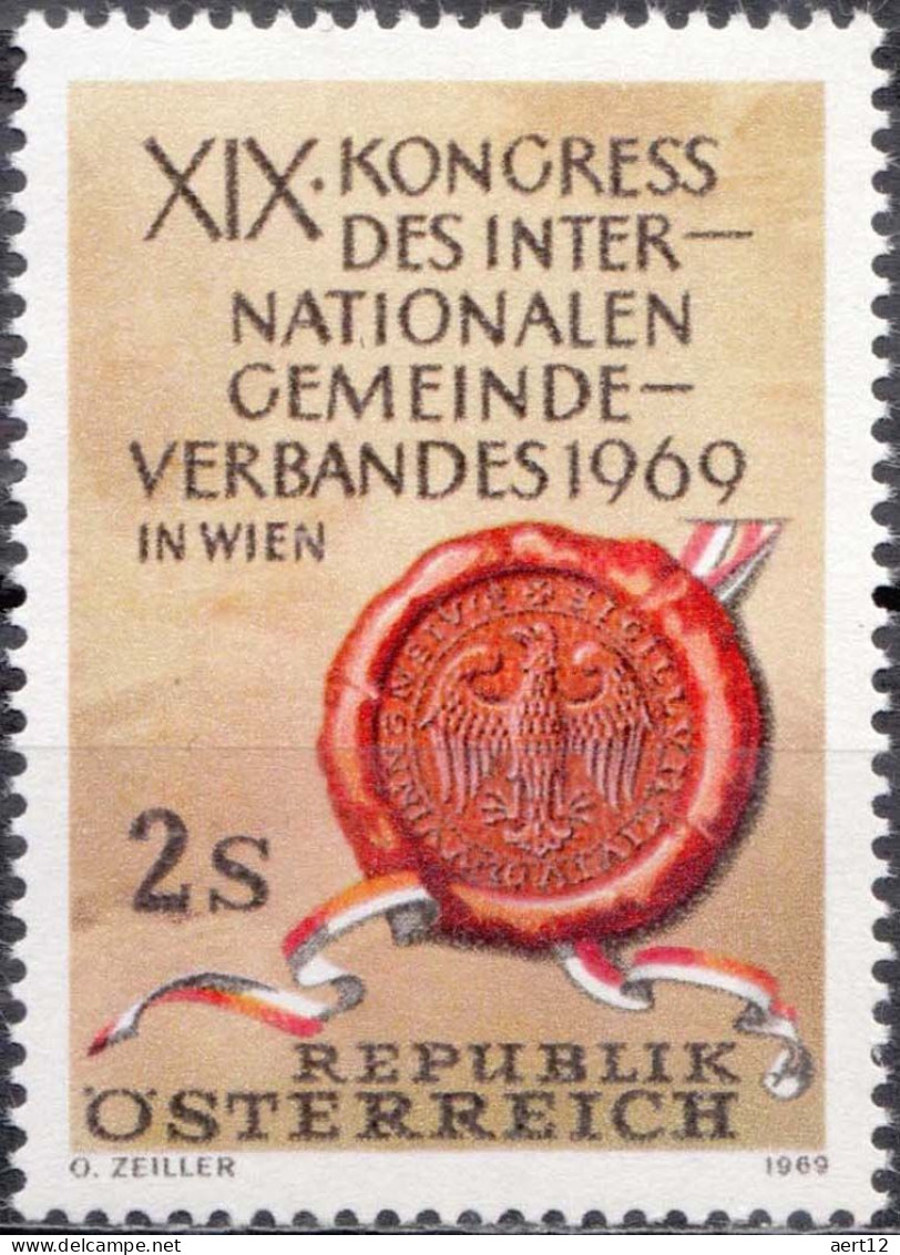 1969, Austria, Congress Of The International Municipial Union, Conferences, Seals (Emblems), MNH(**), Mi: 1303 - Unused Stamps