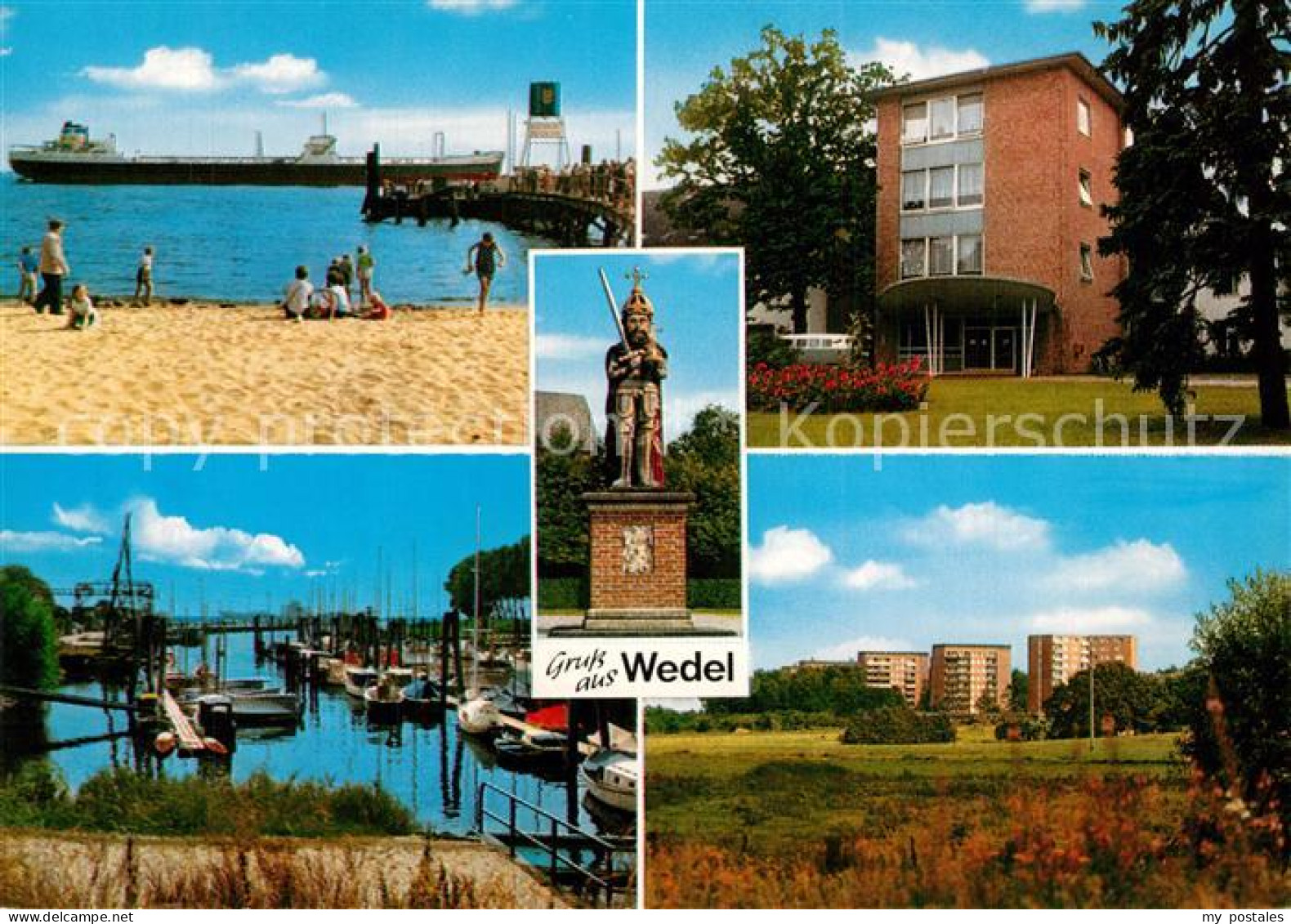 73599932 Wedel Pinneberg Wohnsiedlung Hochhaeuser Roland Statue Hafen Schulauer  - Autres & Non Classés