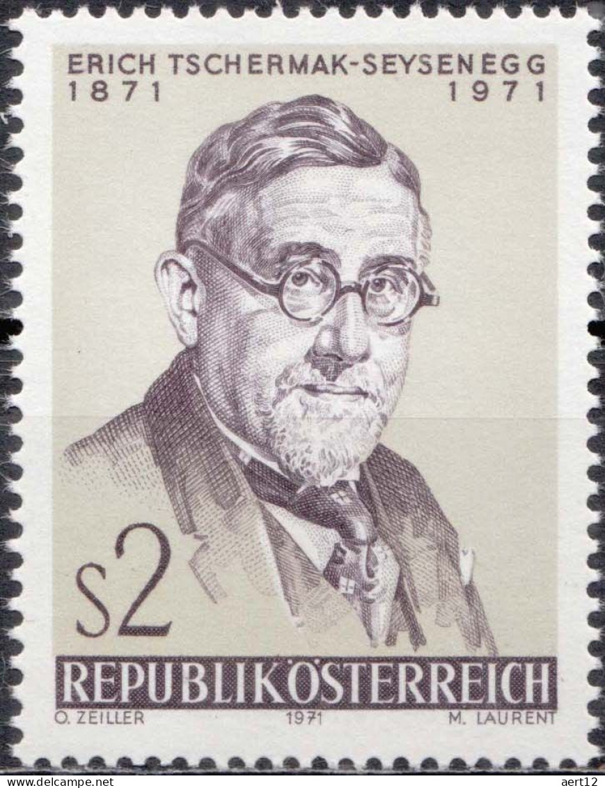 1971, Austria, Erich Tschermak-Seysenegg, Anniversaries, Botanists, Famous People, Men, MNH(**), Mi: 1378 - Unused Stamps
