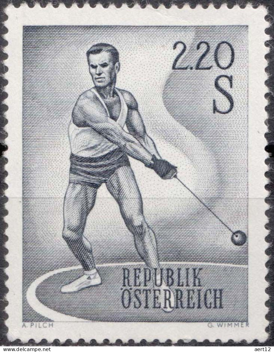 1967, Austria, Athletics, Hammer Throw, Sports, MNH(**), Mi: 1242 - Duiken