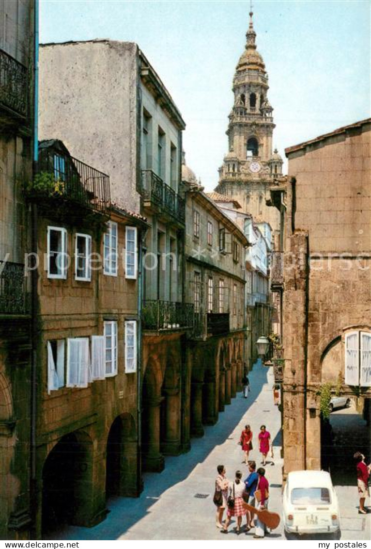 73599708 Santiago De Compostela Rua Del Villar Al Fondo La Torre Del Reloj Uhren - Autres & Non Classés