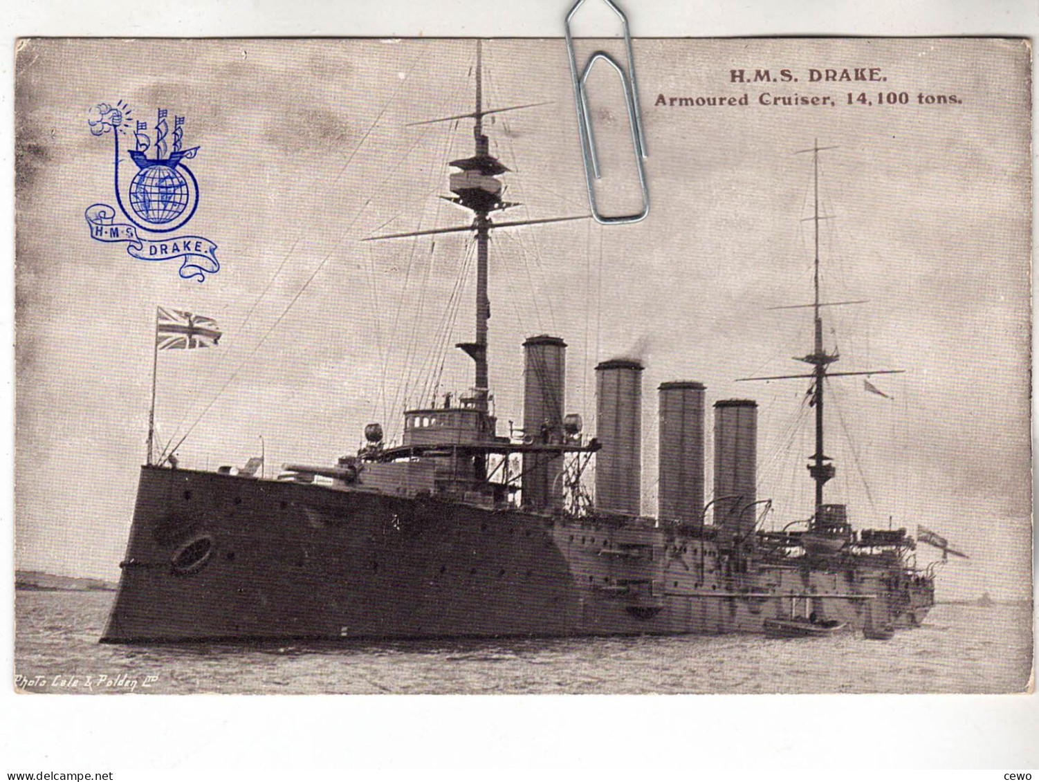 CPA MARINE NAVIRE DE GUERRE CROISEUR LOURD ANGLAIS HMS H.M.S. DRAKE - Oorlog