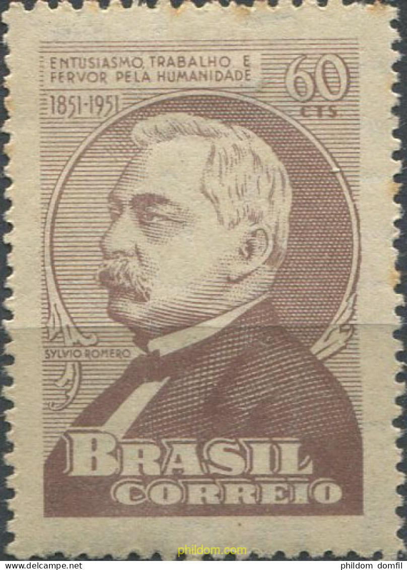 168078 MNH BRASIL 1951 CENTENARIO DEL NACIMIENTO DE SYLVIO ROMERO - Ongebruikt