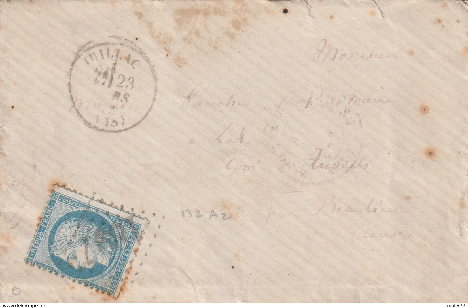 Lettre De Juillac à Beaulieu LSC - 1849-1876: Klassieke Periode