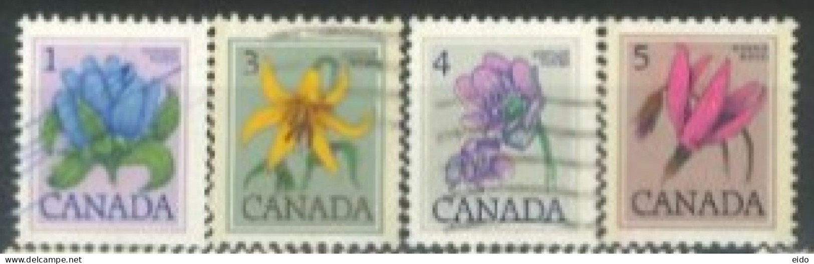 CANADA - 1977, FLOWERS STAMPS SET OF 4, USED. - Gebruikt