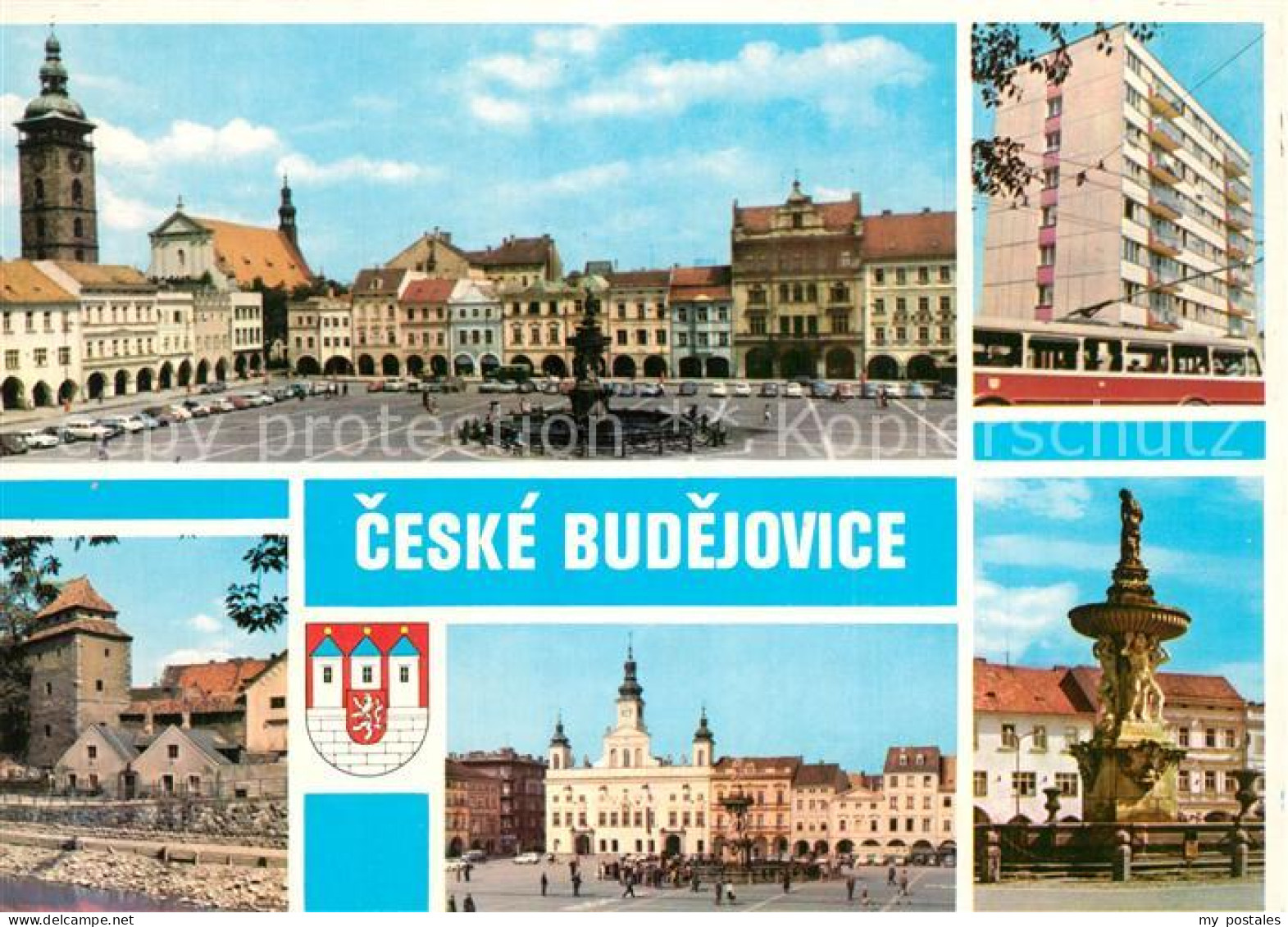 73598976 Ceske Budejovice Marktplatz Brunnen Schwarzer Turm Rathaus Hochhaus Woh - Czech Republic