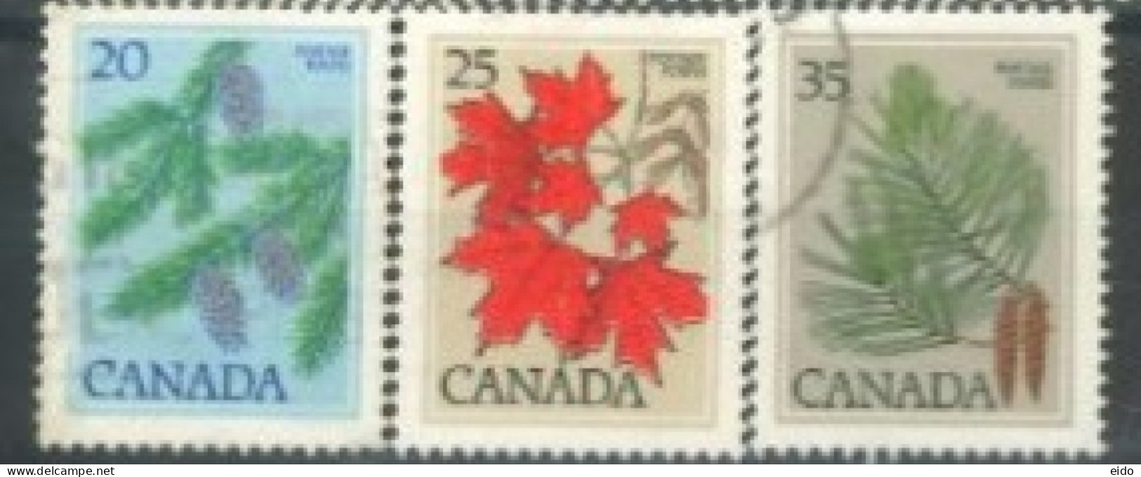 CANADA - 1977, QUEEN ELIZABETH II LEAVES & HOUSE OF PARLIAMENT STAMPS SET OF 5, USED. - Gebruikt