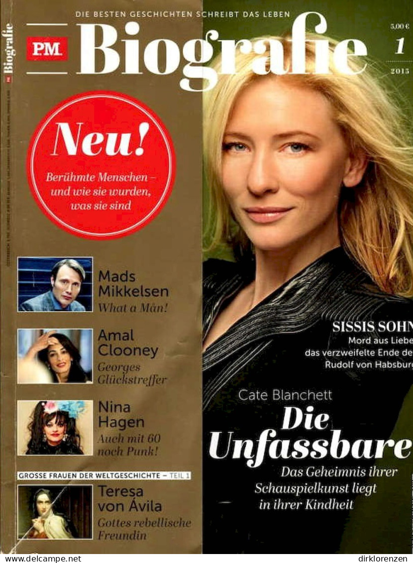 PM Biografie Magazine Germany 2015-01 Cate Blanchett Mads Mikkelsen Amal Clooney - Zonder Classificatie