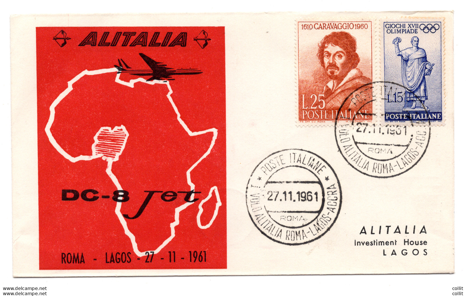 Primo Volo Alitalia Roma-Lagos Del 27/11/61 - Correo Aéreo