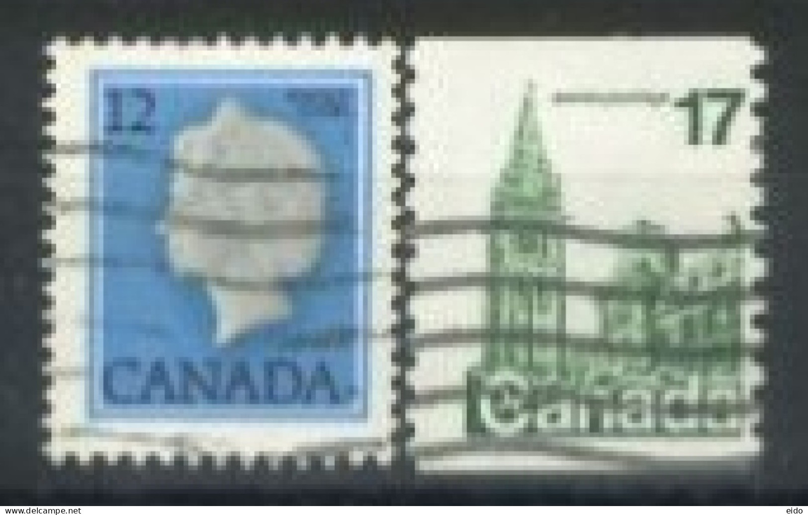 CANADA - 1977, QUEEN ELIZABETH II & HOUSE OF PARLIAMENT STAMPS SET OF 2, USED. - Gebruikt