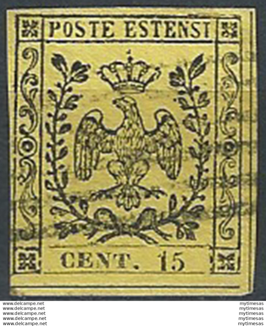 1852 Modena 15c. Giallo Canceled Sassone N. 3 - Modena