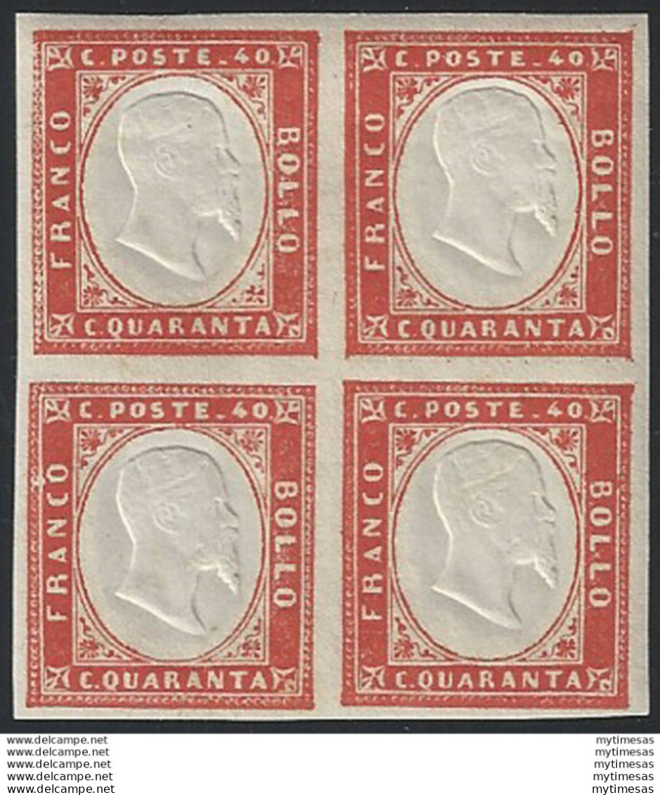 1861 Sardegna 40c. Rosso Vermiglio MNH Sassone N. 16Da - Sardinien