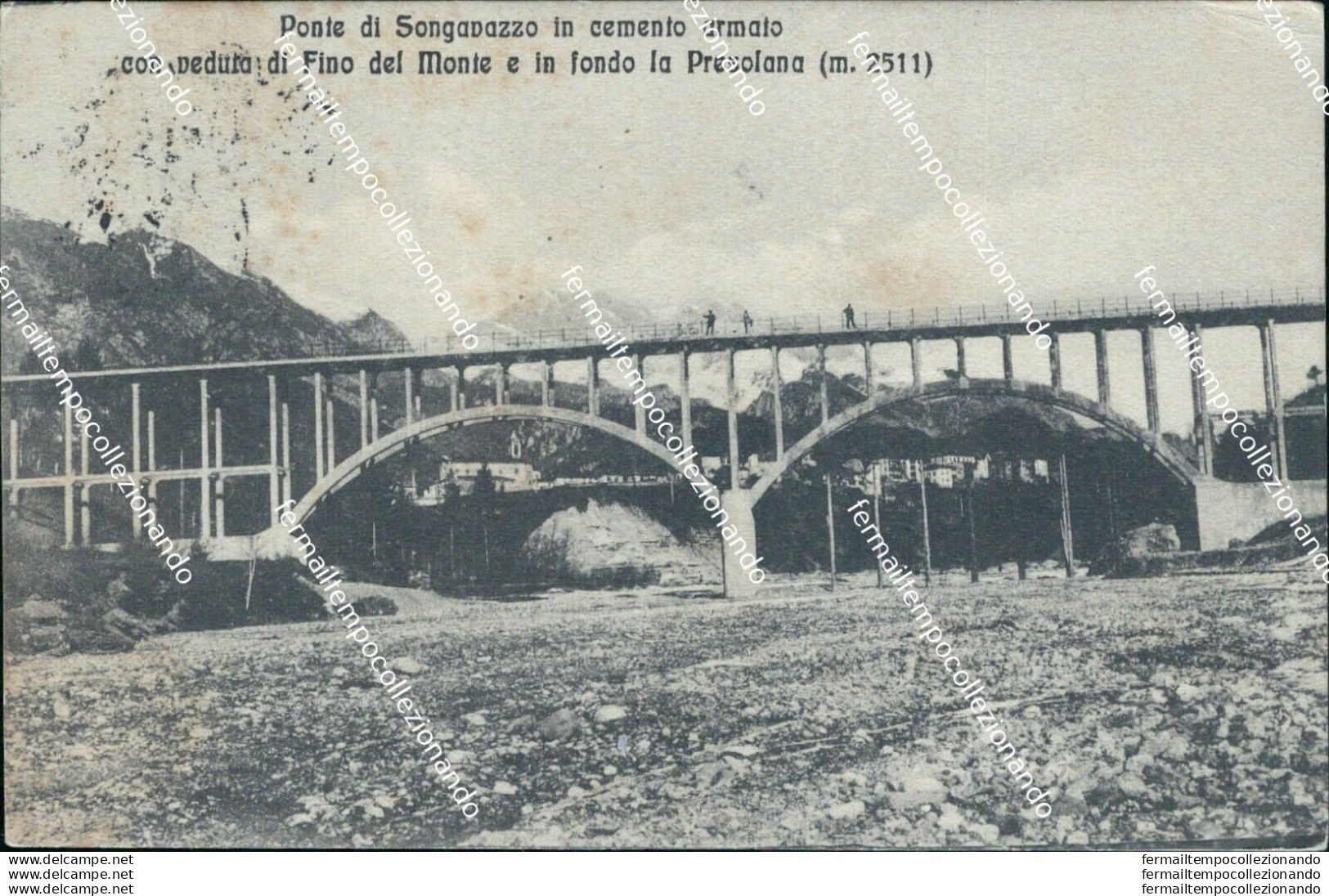 Bs313 Cartolina Ponte Di Sangovazzo In Cemento Armato 1916  Bergamo  Lombardia - Bergamo