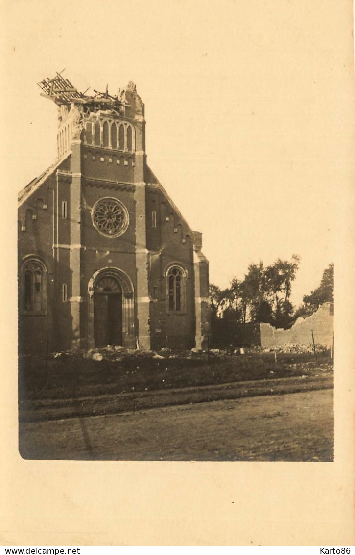 Sailly Saillisel , Somme * Carte Photo Place &église Du Village , Détruite * Ww1 Guerre 14/18 War Occupation Allemagne - Autres & Non Classés