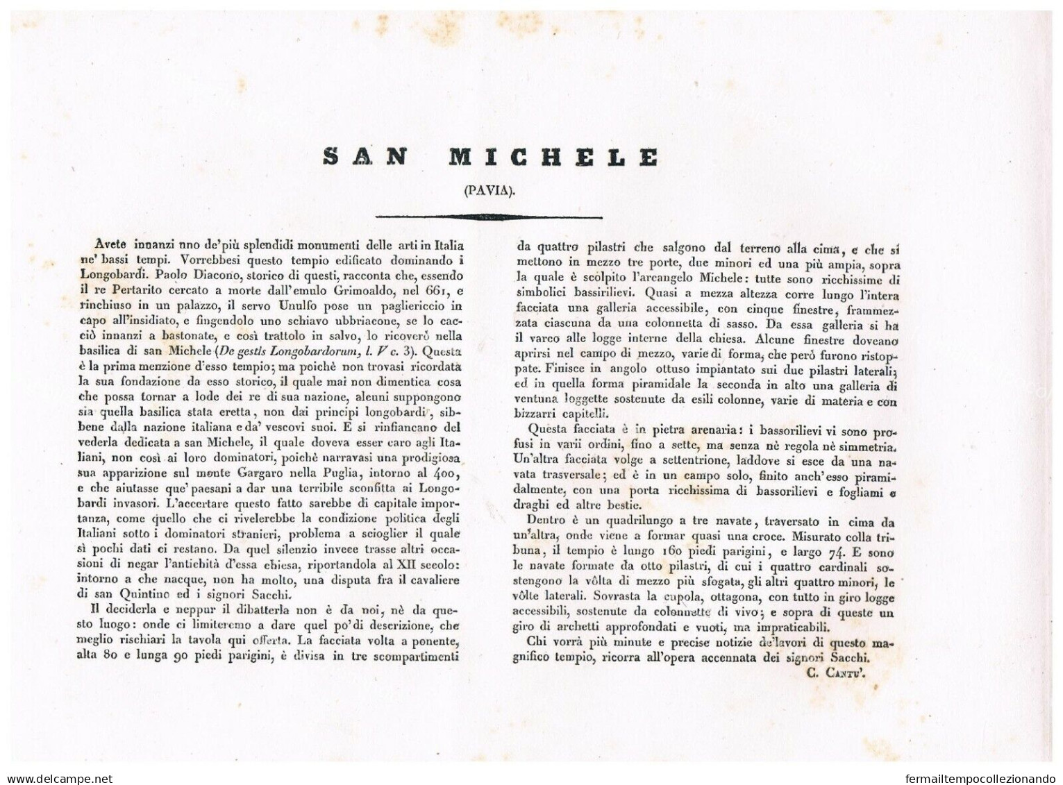 70-1861-san Michele In Pavia-litografia Di G. Elena-lombardia Pittoresca - Stiche & Gravuren