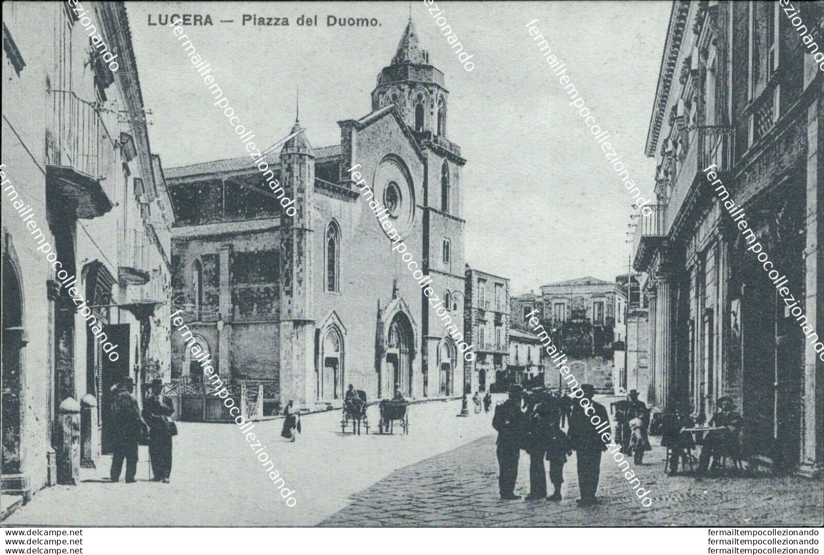 Bd602 Cartolina Lucera Piazza Del Duomo Bella!! 1909 Provincia Di Foggia - Foggia