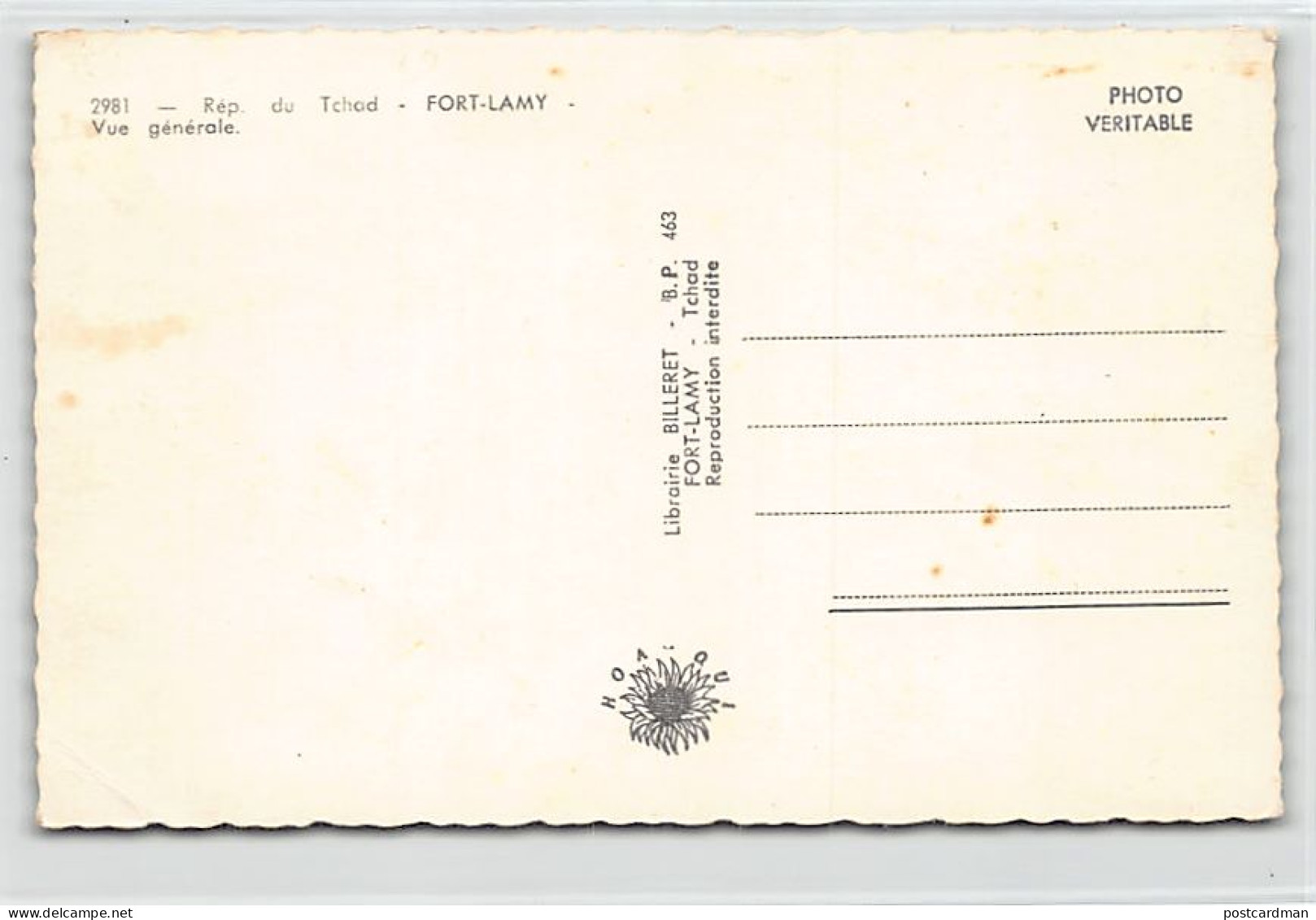 Tchad - FORT-LAMY - Vue Générale - Ed. Librairie Billeret 2981 - Tschad
