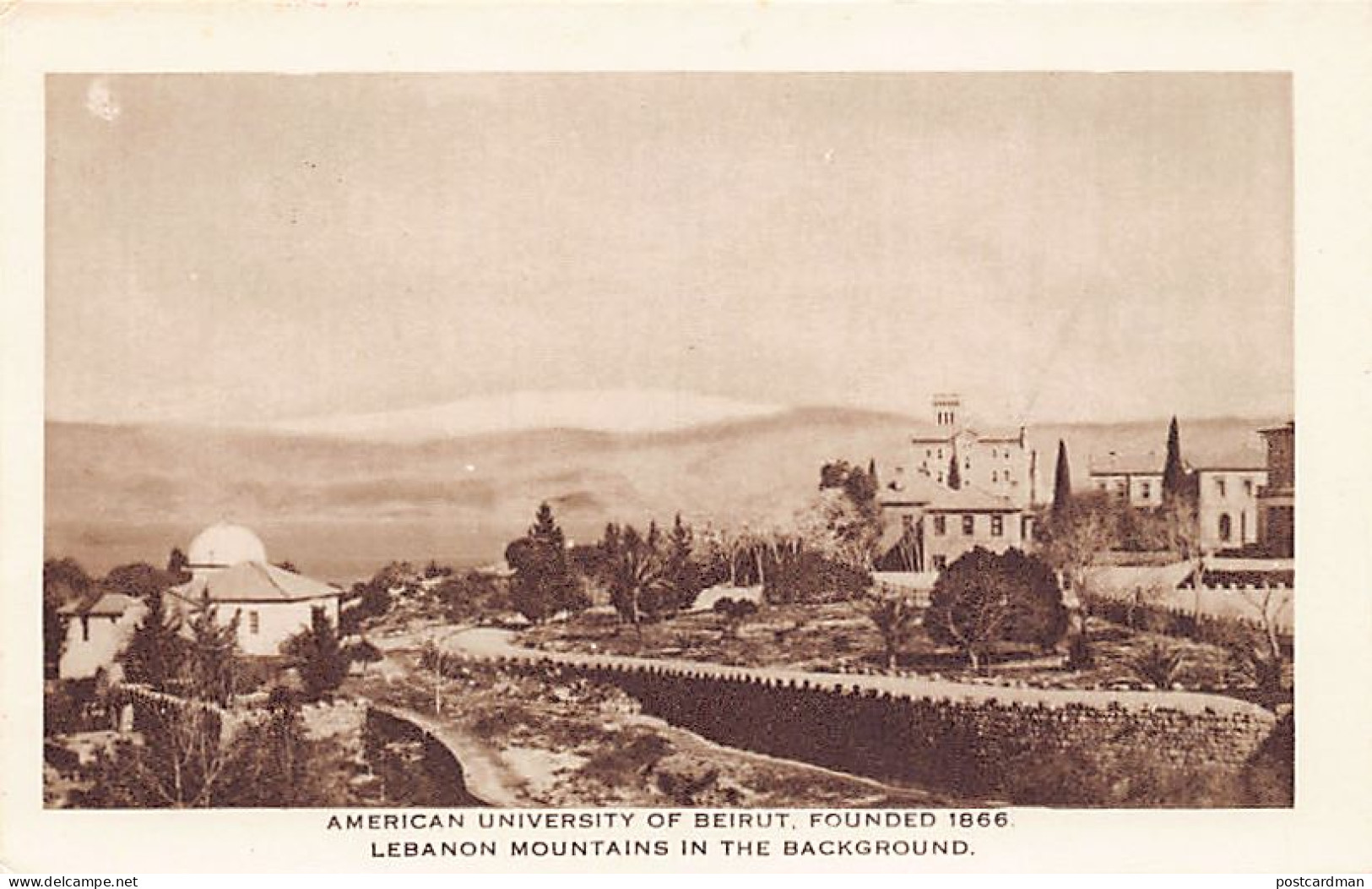 Lebanon - American Université Of Beirut, Lebanon Mountains In The Background - Publ. Unknwon  - Líbano