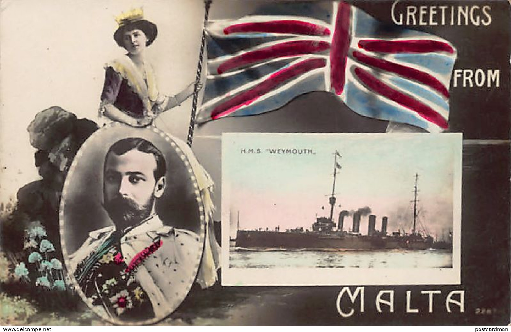Malta - King George V - Royal Navy H.M.S. Weymouth - Publ. Unknown  - Malta