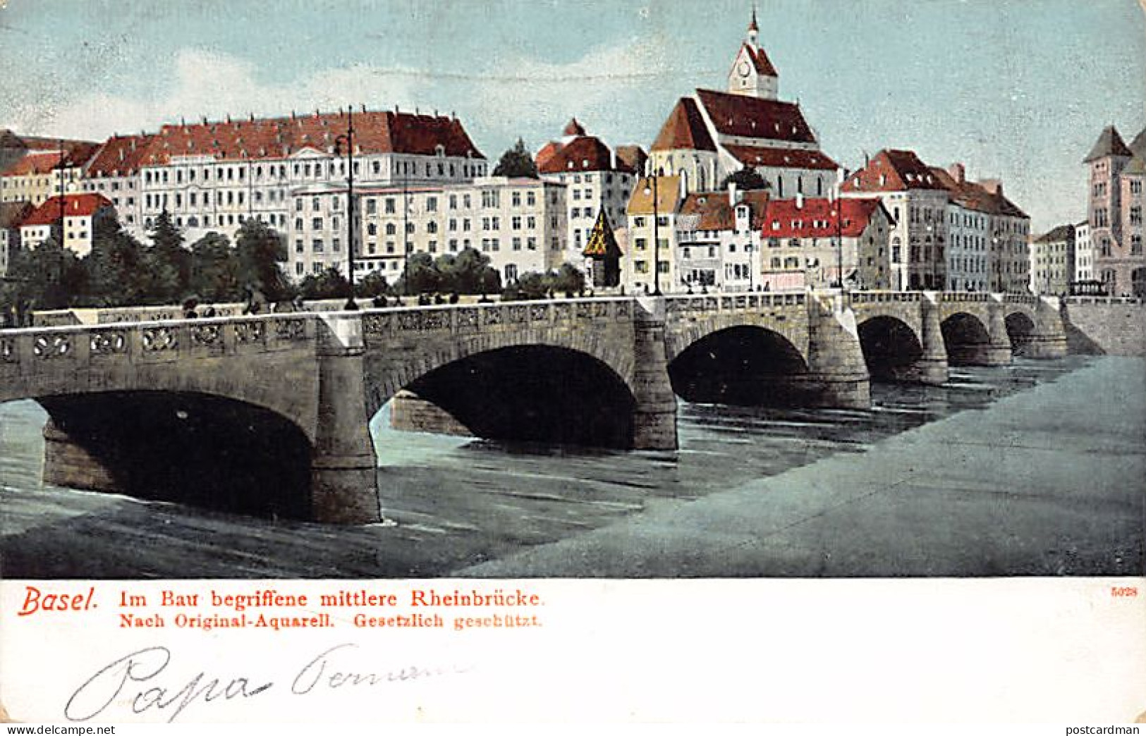 BASEL - Im Bau Begriffene Mittlere Rheinbrücke - Verlag Ludewig 5028 - Basilea