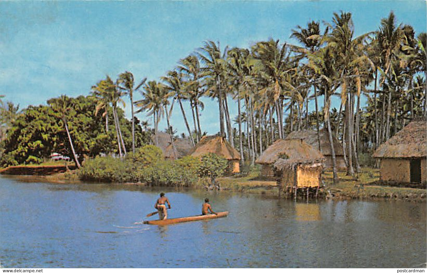 Fiji - A River And Village Scene - Publ. Caines Jannif Ltd. 7002 - Fidschi