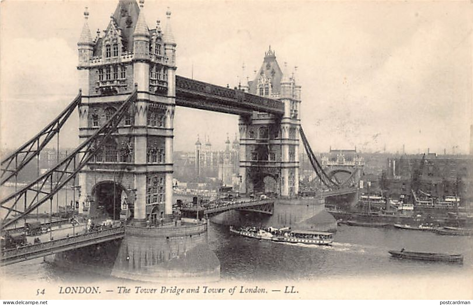 England - LONDON The Tower Bridge And Tower Of London,  Publisher Levy LL. 54 - Tower Of London