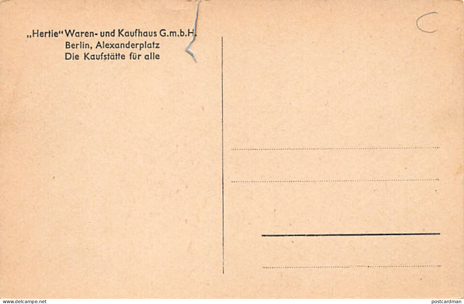 BERLIN - Hertie Alexanderplatz Waren Und Kaufhaus G.m.b.H. Werbung Karte - Other & Unclassified