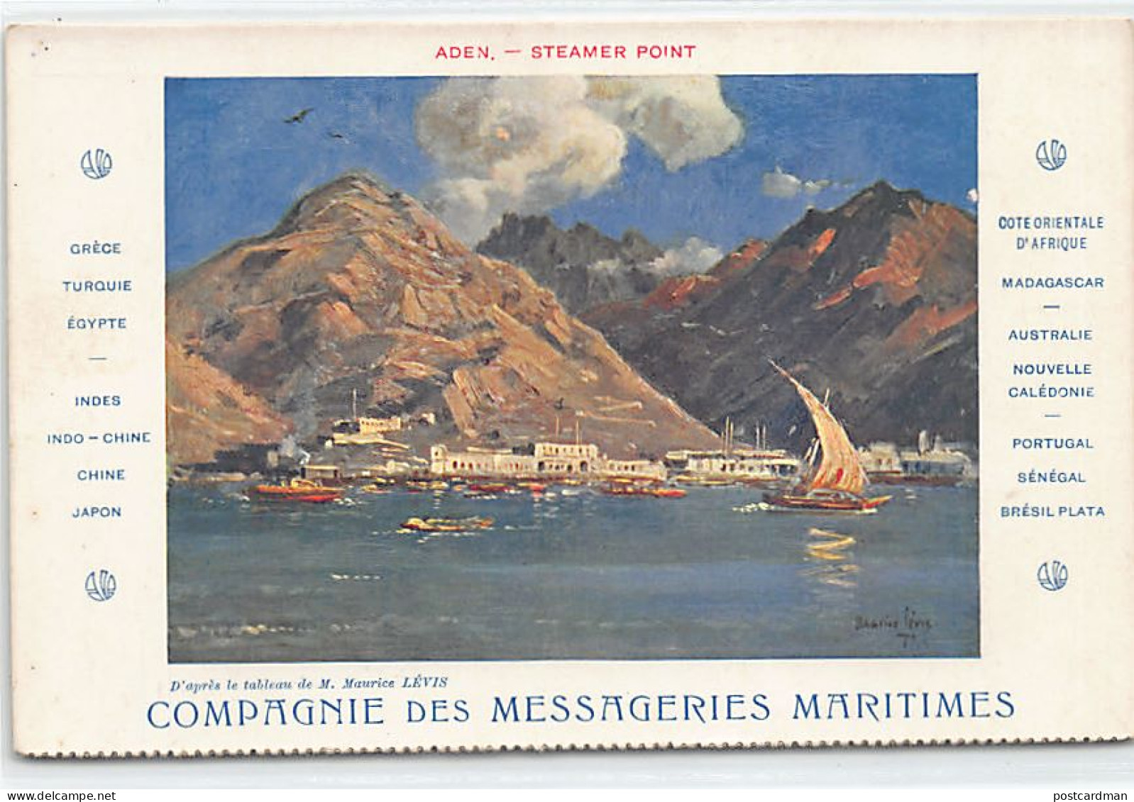 Yemen - ADEN - Steamer Point, From A Painting By Maurice Lévis - Publ. Messageries Maritimes  - Yemen