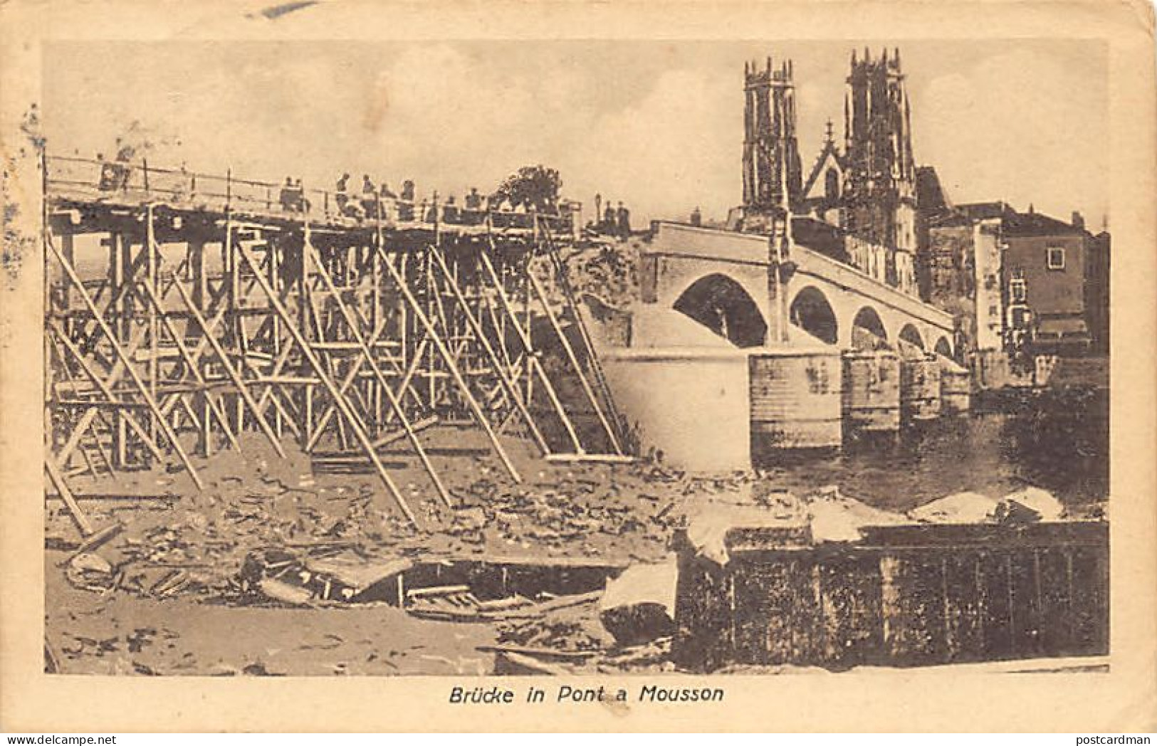 PONT A MOUSSON (54) Première Guerre Mondiale - Le Pont Détruit - Carte Allemande - Pont A Mousson