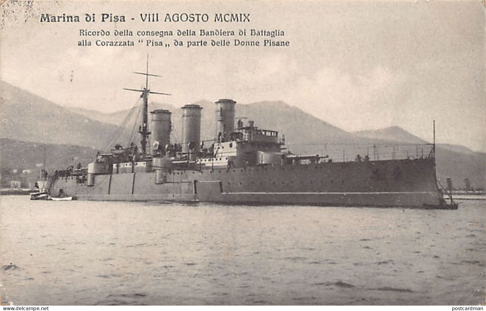 MARINA DI PISA - Consegna Della Bandiera Di Battaglia Alla Corazzata Pisa Da Parte Delle Donne Pisane - 8 Agosto 1909 - Pisa