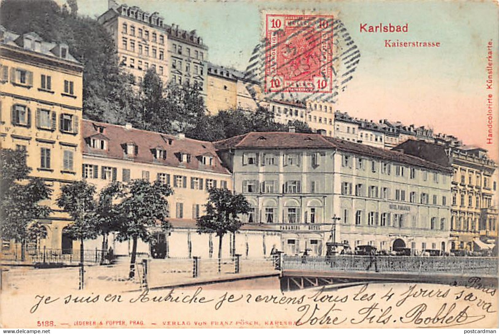 ČESKÁ REP. Czech Rep. - KARLOVY VARY Karlsbad - Kaiserstrasse - Hotel Paradies - Tchéquie