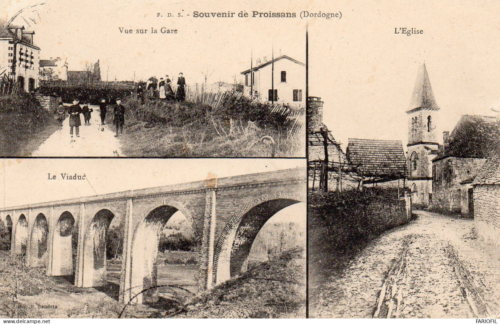 Souvenir De Proissans . Vues Sur La Gare , Le Viaduc Et L' église . - Sonstige & Ohne Zuordnung