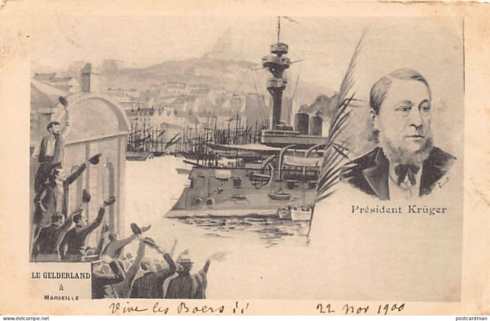 South Africa - Boer War - President Kruger Arriving In Marseille (France) Onboard Dutch Cruiser Gelderland - Publ. Unkno - Sudáfrica